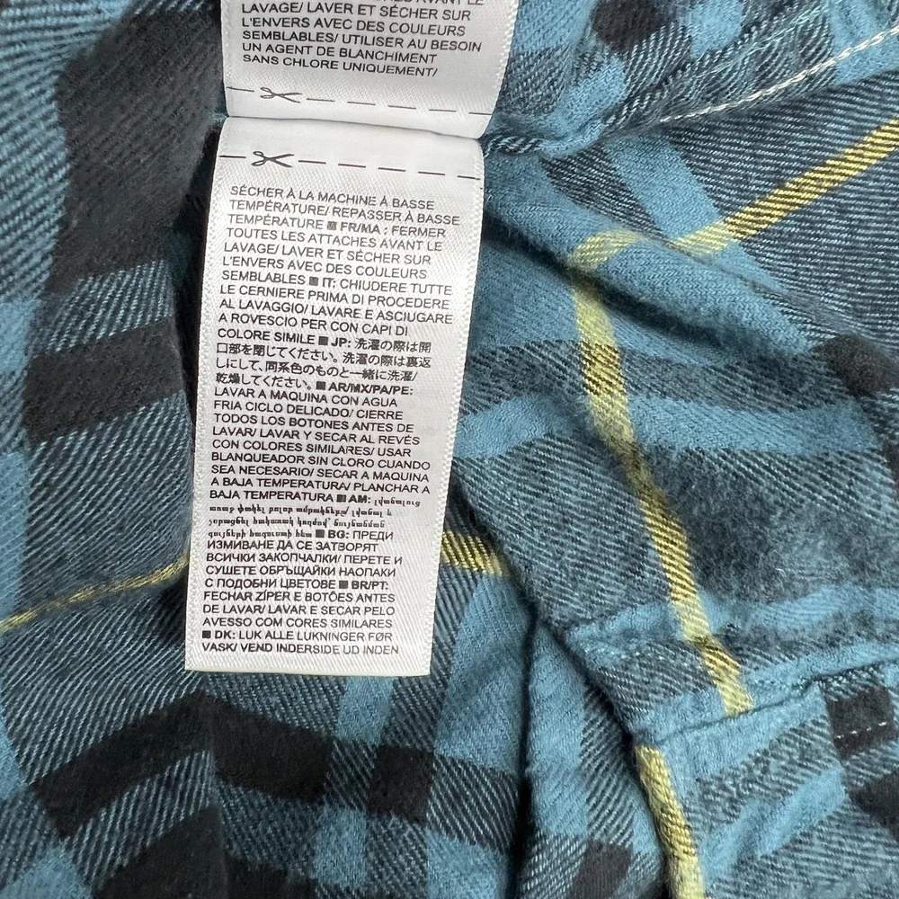 Banana Republic Shirt Mens L Blue Plaid Flannel Long Sleeve Button Casual Fall